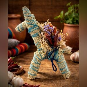 Handmade Sage Burro Donkey Figurine 8” Tall Southwestern Folk Art Chili Decor